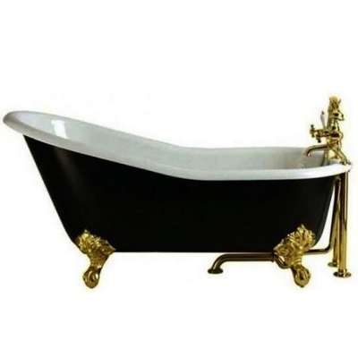 Классическая чугунная ванна Magliezza Gracia Nero 170-76 см ножки бронза