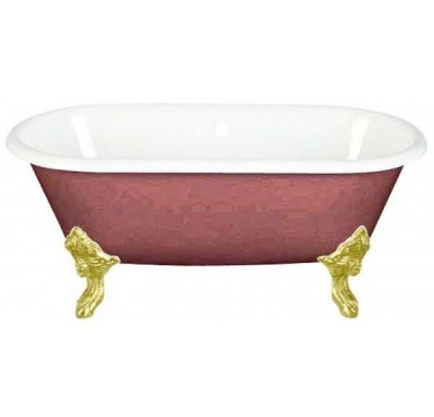 Классическая чугунная ванна Magliezza Patricia 168-76 см с окрасом внешнего борта, ножки золото