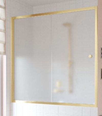 Ограждение на ванну Vegas-Glass ZV 160 профиль золото, стекло сатин