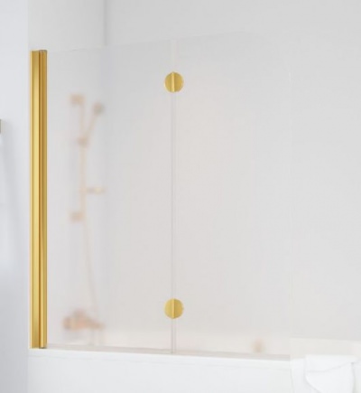 Ограждение на ванну Vegas-Glass E2V 120 профиль золото, стекло сатин
