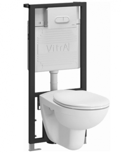 Комплект VitrA Normus с крышкой-сиденьем, инсталляцией и белой кнопкой смыва 